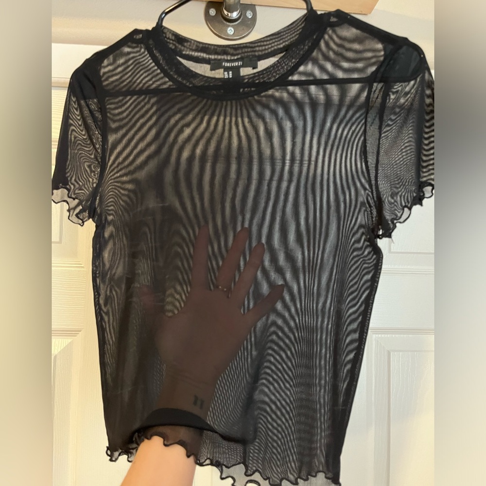 Forever 21 sheer see through ruffled top